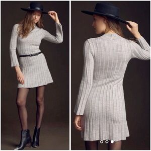 ANTHROPOLOGIE Ribbed Stretchy Mock Neck Long Sleeve A-Line Sweater Dress XL NWT